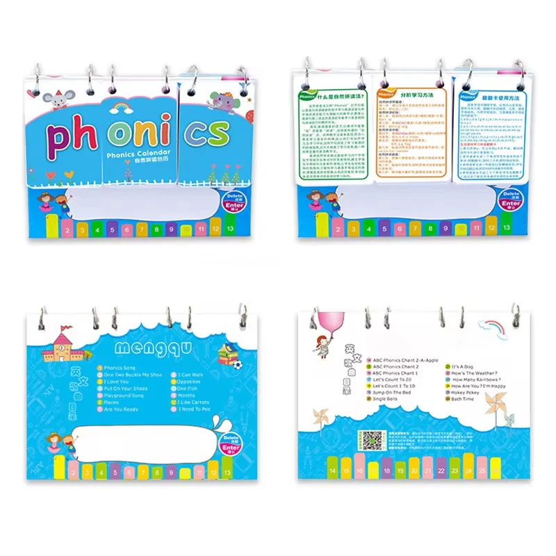 Kids Phonics Flashcards Spelling Words Desktop Calendar English Learnning Spelling Flip Cards Educational Vocabulary Toys 6