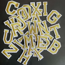 26 PCS Colorful Alphabet Embroidered Iron - On Letter Patches - Fabric Applique Sewing Supplies (Gold - A - Z)