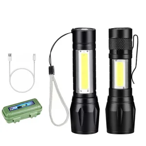 Flashlight COB Mini Strong Light Portable Side Light Work Emergency Light USB Charging Outdoor Lighting