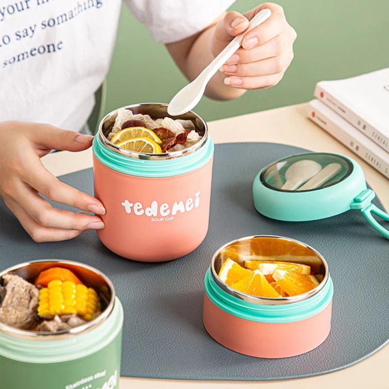 400ml- - Stainless Steel Soup Cup, Thermal Lunch Box, Food Container With  Spoon, Insulated Bento Box - Temu