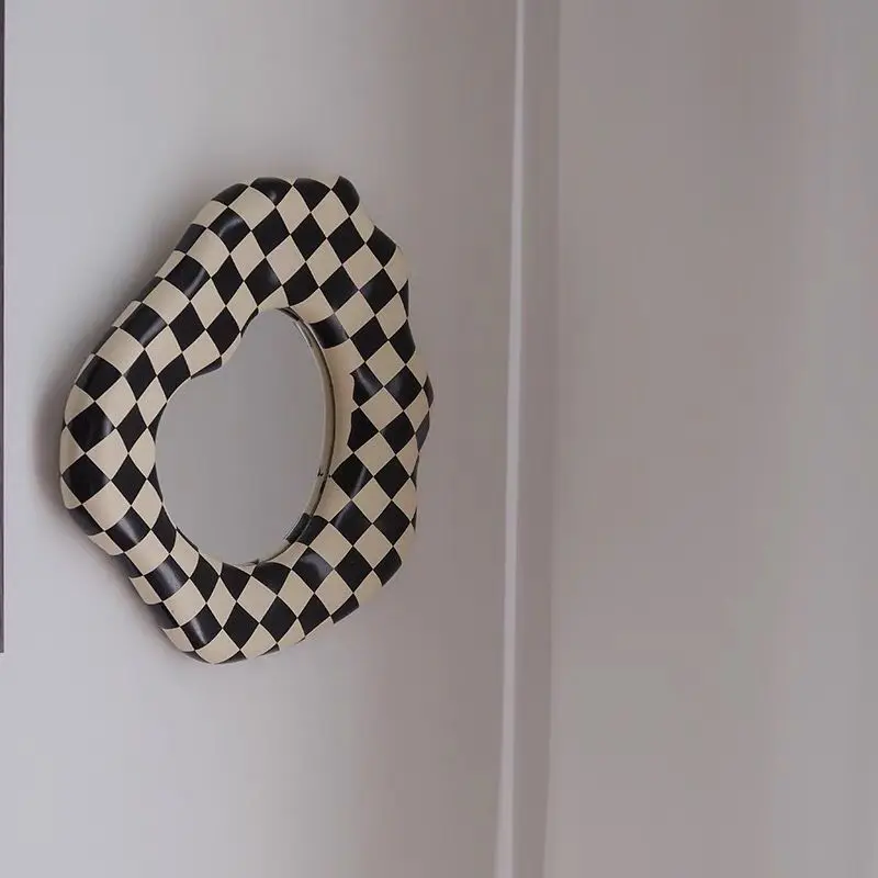 

Original Design Handmade Mirror Checkerboard Makeup Mirror Wall Hanging Decorative Mirror Resin Special-Shaped Desktop Irregular