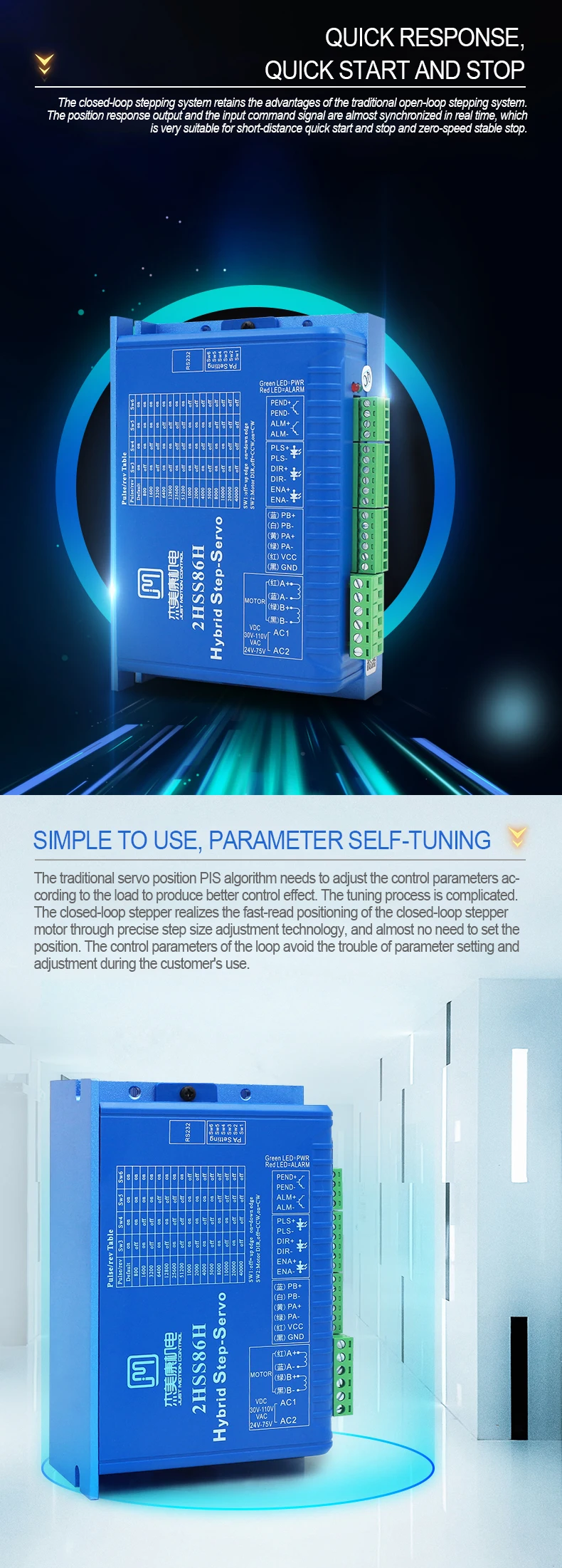 Description Picture 3 of itemJMC 86J18118EC-1000 Nema 34 4.5 8.5Nm 12N Closed Loop Stepper Motor With Encoder 2HSS86H 6A Hybrid Servo Driver For CNC Engraver
