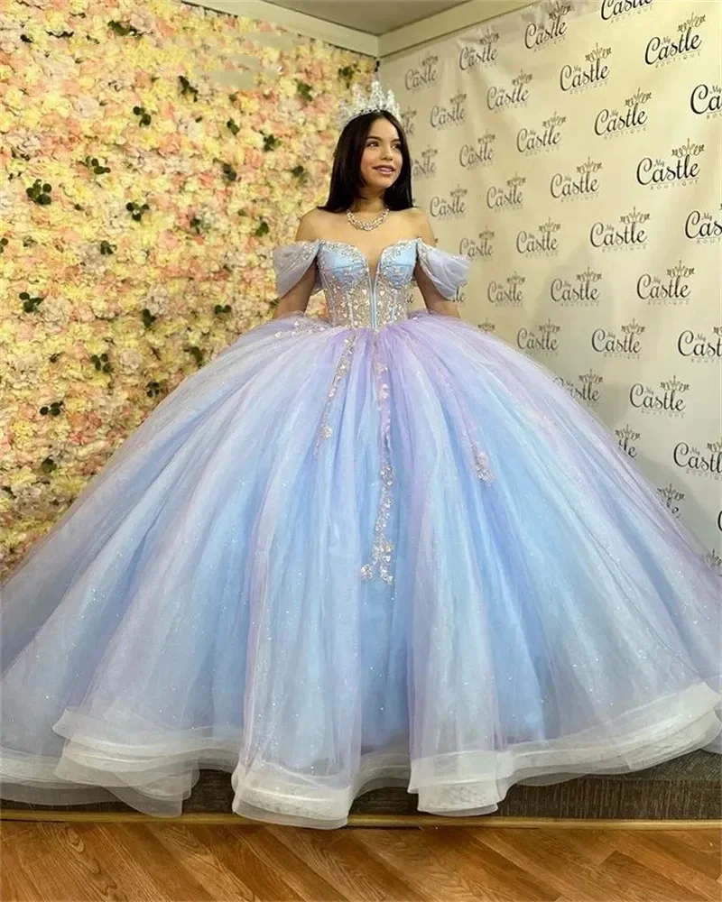 

Бальное платье принцессы, платья для Quinceanera, выпускные платья из бисера на день рождения для девушек, платья со шнуровкой на спине