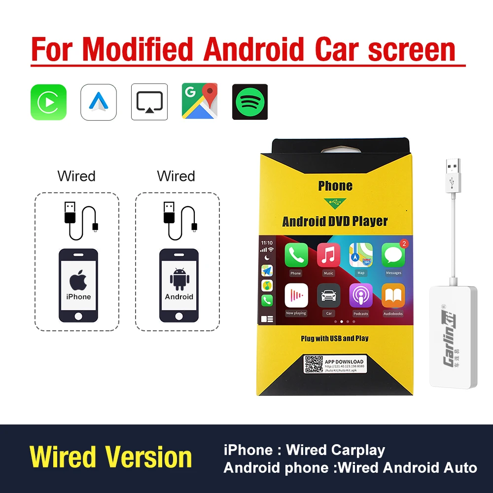 video player for car CarlinKit Car Multimedia Player Wireless CarPlay Dongle Android Auto Adapter for Android Bluetooth WIFI Receiver Car Radio car audio video player Car Multimedia Players