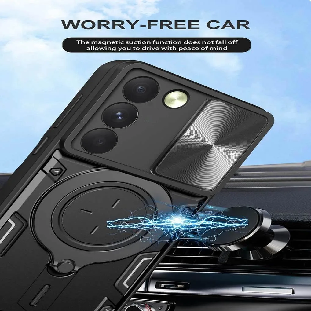 Shockproof Protective Phone Case with Stand Holder and Lens Protection