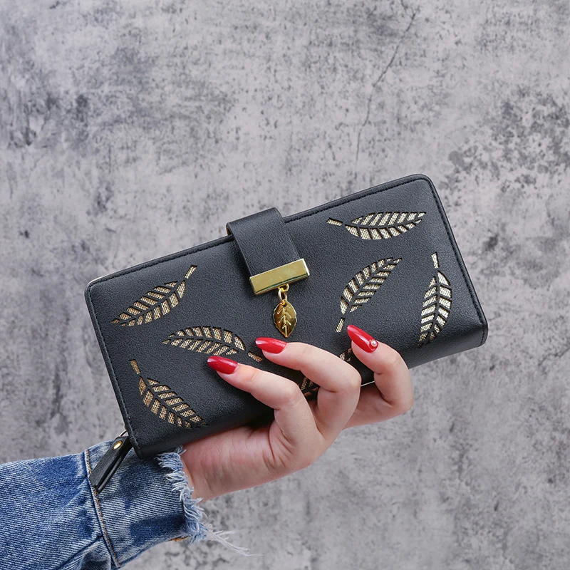 Women purse PU leather horizontal zipper