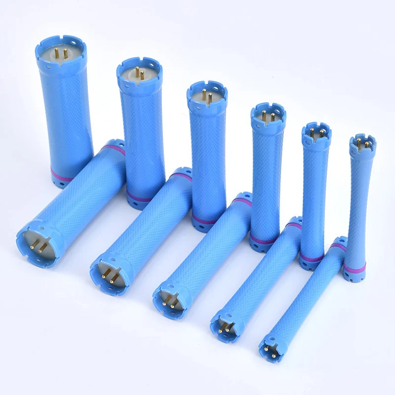 10pcs 24V Digital Hair Perm Rods & 100pcs Rubberbands Set Universal 2 Plugs Electirc Heated Curl Bars Rollers Curlers 11cm 1906