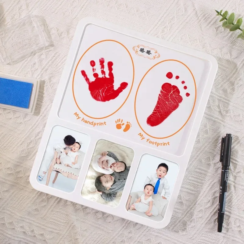 

Newborn Creative Souvenir DIY Baby Growth Commemorative Hand and Foot Prints Free Wash Mud Friends and Family Gift Photo Frame