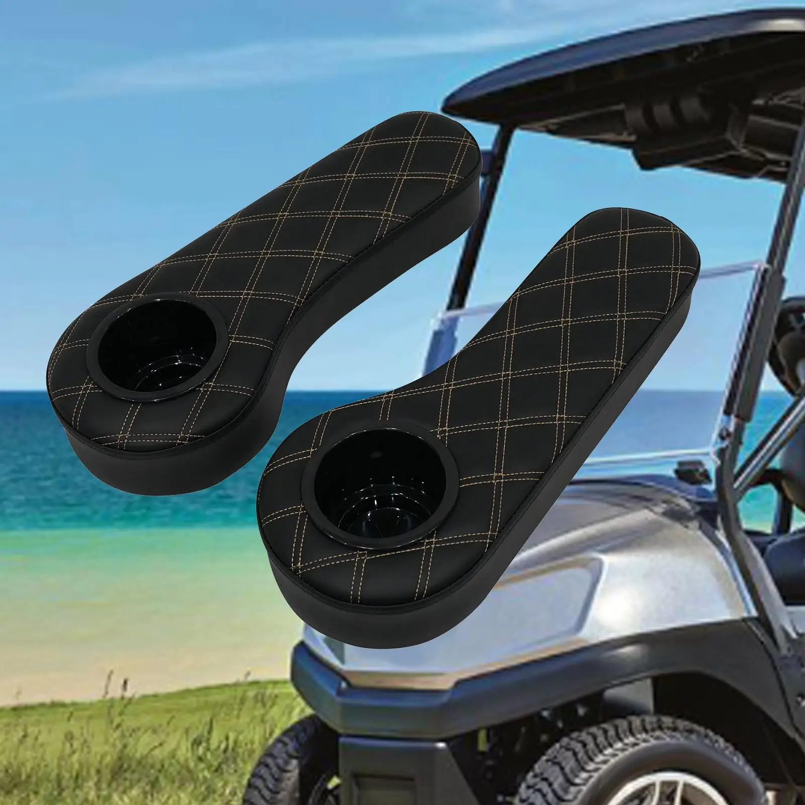 Golf Cart Flip Armrest with Cup Holder Arm Cushion Multifunctional Accessories Portable Easy Installation Universal Inward Mount Golf Cart Flip Armrest with Cup Holder Arm Cushion Multifunctional Accessories Portable Easy Installation Universal Inward Mount