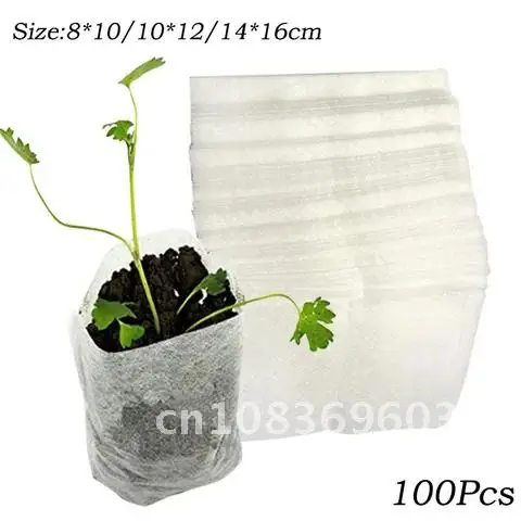 

Eco-Friendly Planting Bags Nursery Bag Plant Grow Bags for Garden 100Pcs Biodegradable Non-woven Seedling Pots Different Sizes