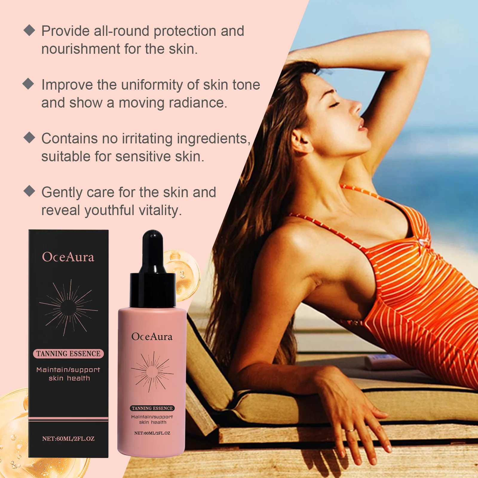 Self Tanning Drops Instant Tan Enhancer Color Correcting Water-Resistant Body Moisture Natural-Looking Tanning Accelerator Gel