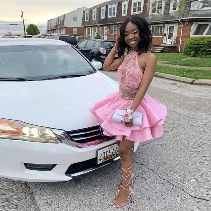 Sexy Sheer Short Pink Homecoming 