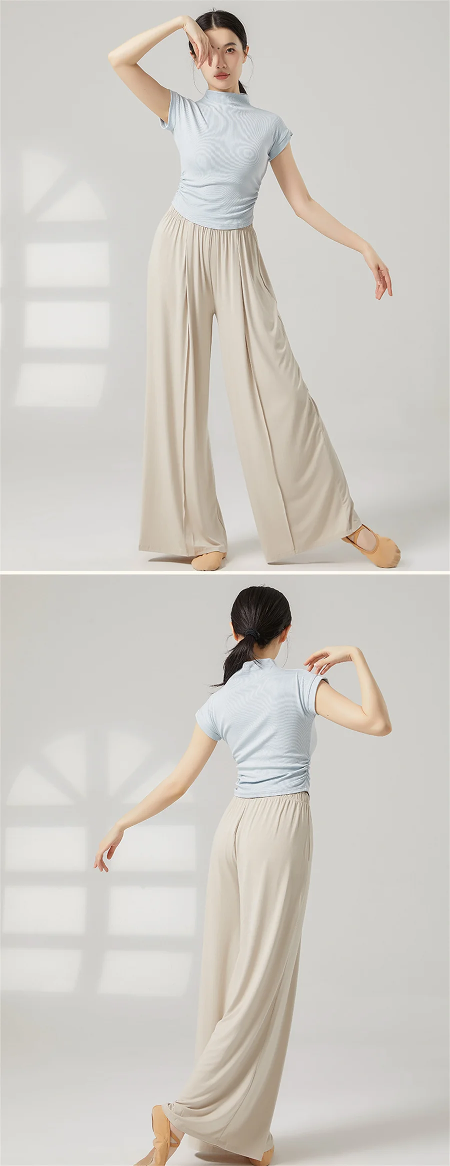 Frauen Yoga Shirt Erwachsene Klassischen Tanz T-Shirt Kurz Und Langarm Modern Dance Top Ballett Täglichen Ausbildung Kostüm Mädchen Strumpfhosen – Detail 3