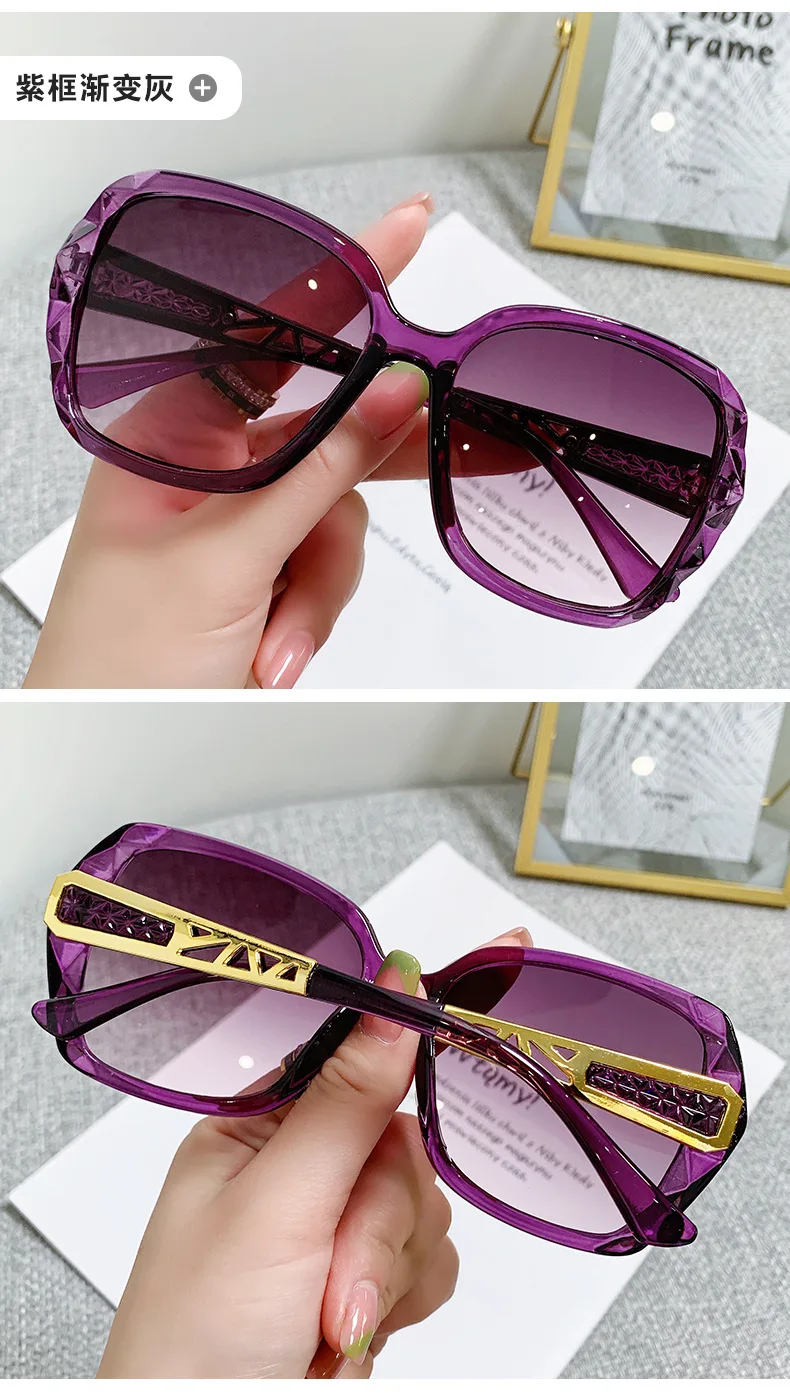 Women's Square Sunglasses Retro Vintage Gradient Black Uv400_voghion.com