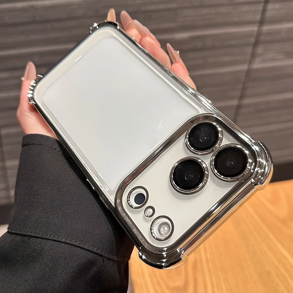 Premium Shockproof Transparent Phone Case with Luxury Plating Finish
