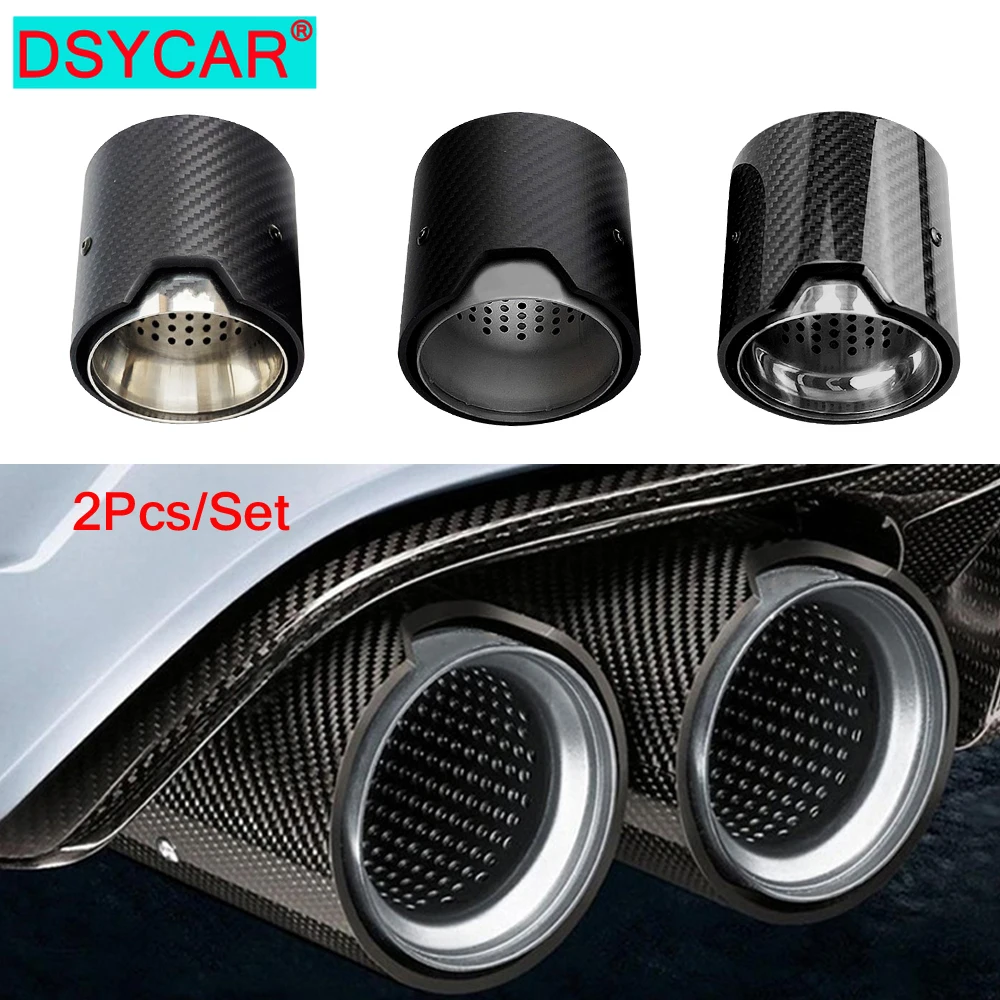

DSYCAR 1Pair Exhaust End Tips Carbon Fiber Tail Pipes Clamp Bolt Connection Stainless Steel Muffler for BMW M2 F87 M3 F80 M4 F82
