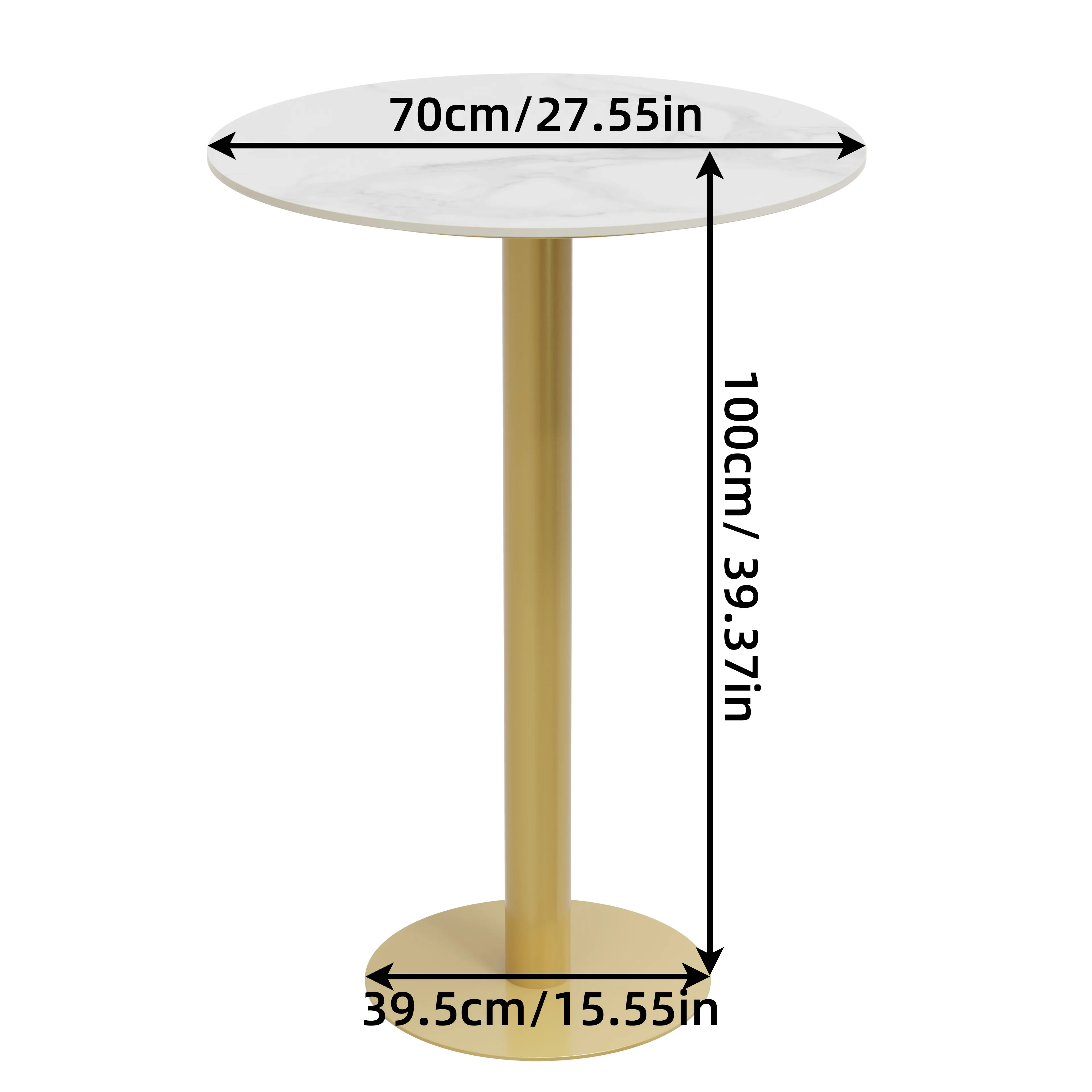Wisfor Round Bar Table 100cm High Bar Height Round Bistro Pub Table Sintered Stone-top Dining for Business Commercial Cafe