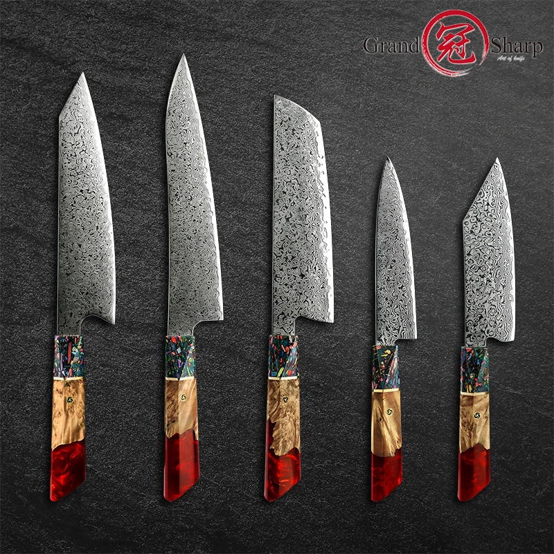 1-5 Pcs Kitchen Knife Sets 67 Layers Japanese Damascus Knife AUS-10 Steel Chef Utility Knives Sashimi Slicing Cutlery kitchen knives
