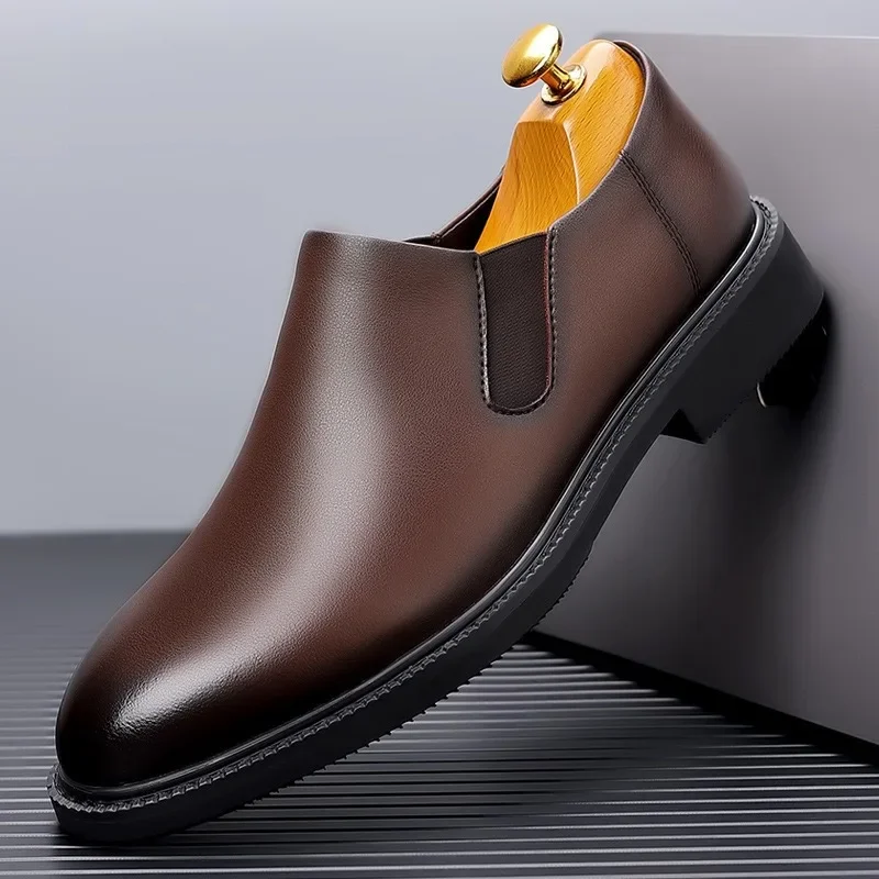 Men's Leather Shoes Classic Business Casual Dress Shoe Soft Sole Driving Shoes for Men Oxford Office Slip-On Loafers
