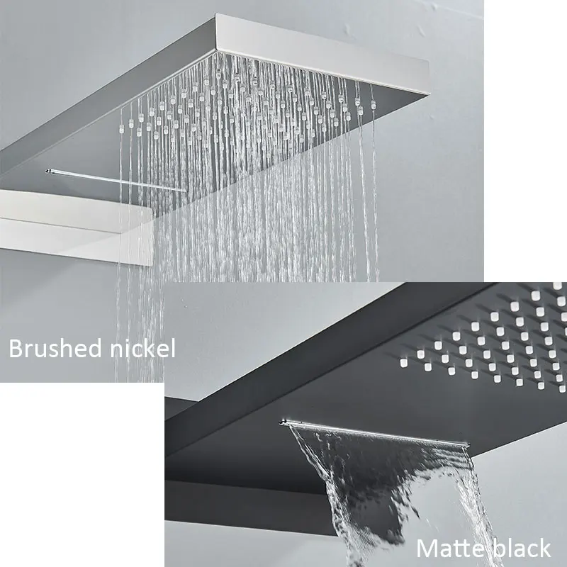 Thermostatic Chrome Finish Shower Faucet 3 Ways Waterfall Rain Shower Head 3 Way Digital Display Mixer Taps 4 Way Bath Faucet