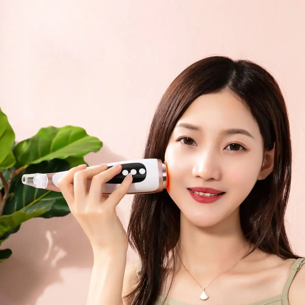 With 6 Replacement Head Electric Blackhead Remover Hot Compress Strong Suction Facial Pore Cleaning Device Professional