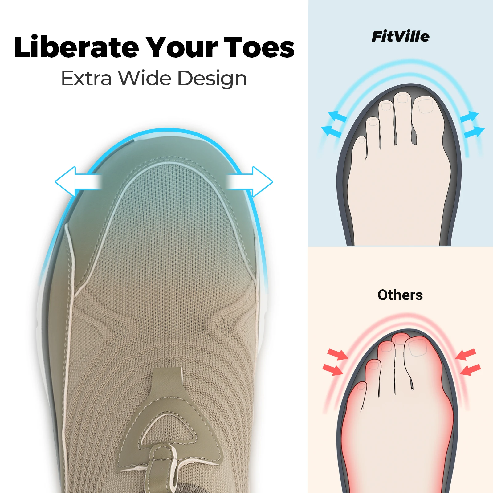 أحذية Fitville Wide للرجال سهلة الارتداء للمشي خفي...