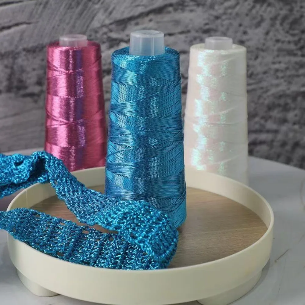 200g 아름답고 반짝이는 린넨 금은색 실크 실 크로셰 손뜨개 얇은 바느질 실 여름용 시원한 가디건 케이프