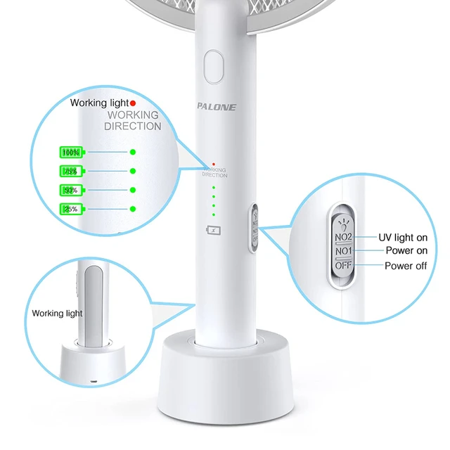 AISITIN 2 in 1 Bug Zapper Racket, 3000V Electric Fly Swatter Racket with 1200mAh Battery 3 Layers Mosquito Killer Lamp Indoor 4