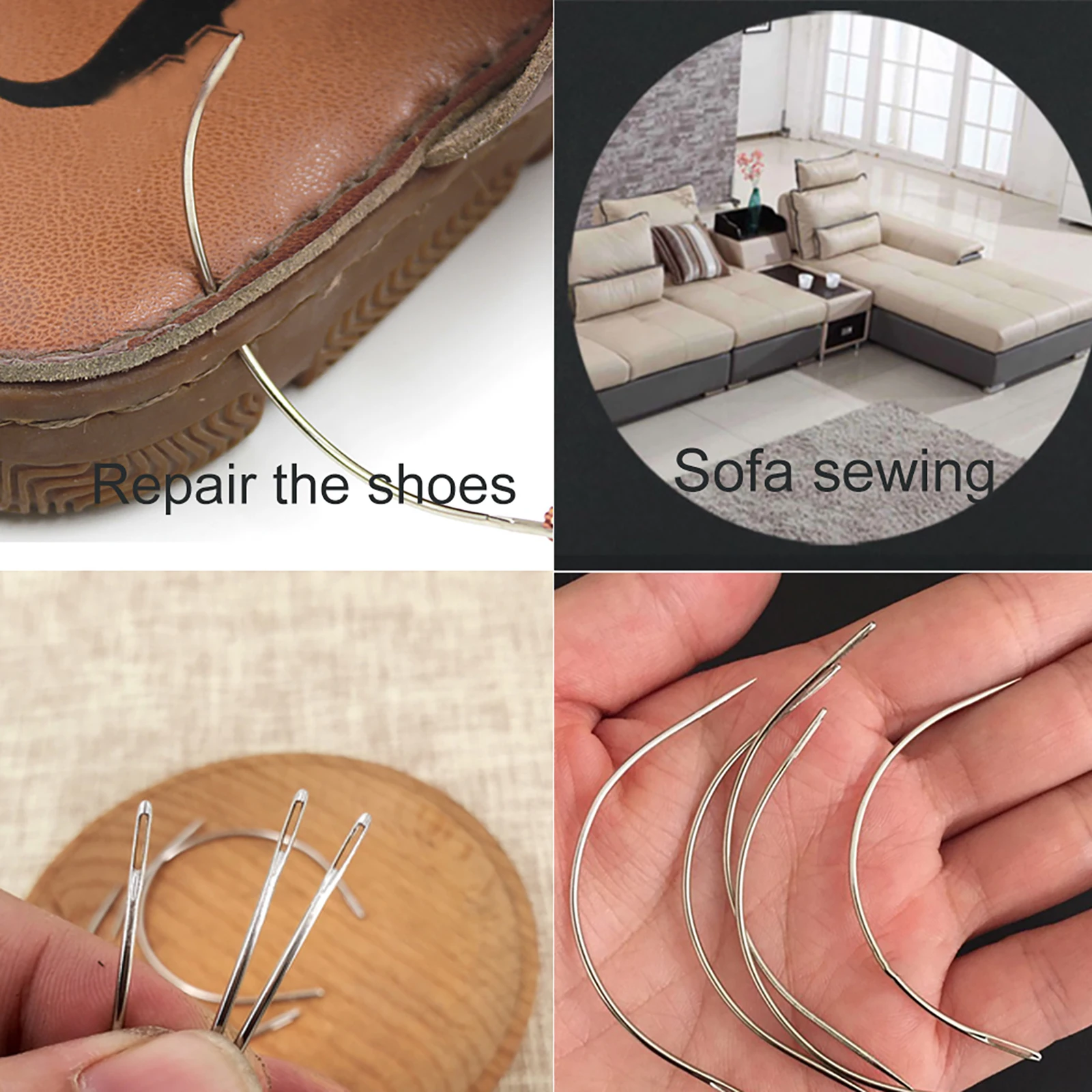 Leather Sewing Needles Sewing Needles 50/100 Pcs Steel Curved Needle Big Eye Leather Curved Sewing Needle Weaving for Carpet Leather Canvas Repairing