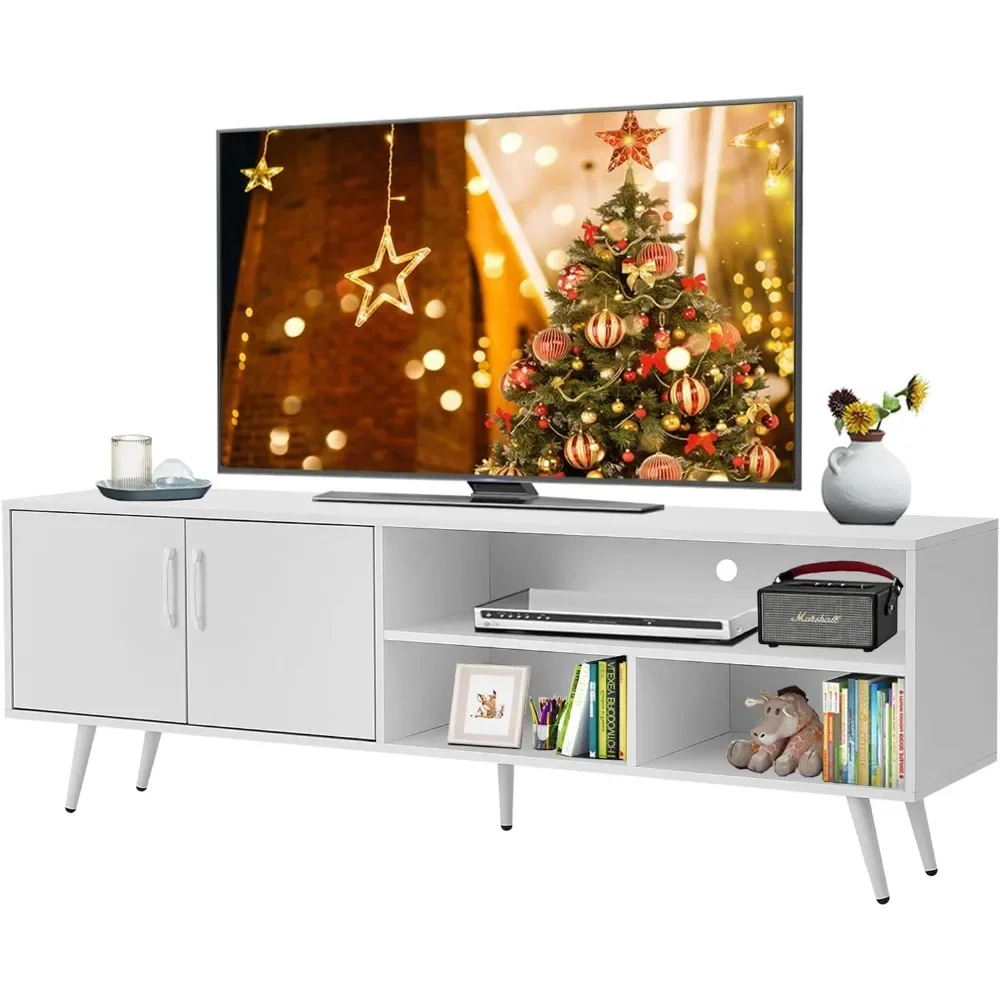 

62.99" TV Stand Television Stands TV Console Unit for Living Room Bedroom for TVs up to 70 Inches (White)