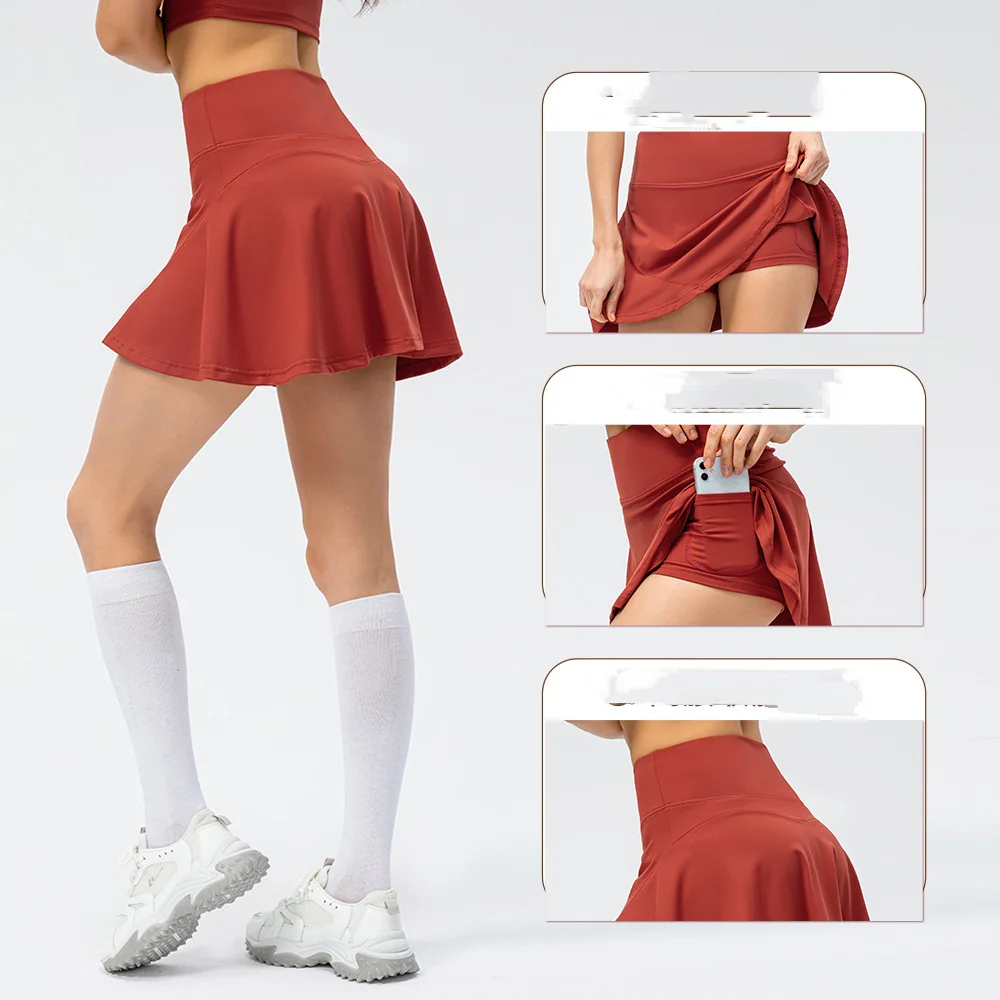 Nadanbao Sports Tennis Skirts for Women Pocket Skirt Fitness Shorts High Waist Athletic Running Short Outdoor Sport Golf Skort