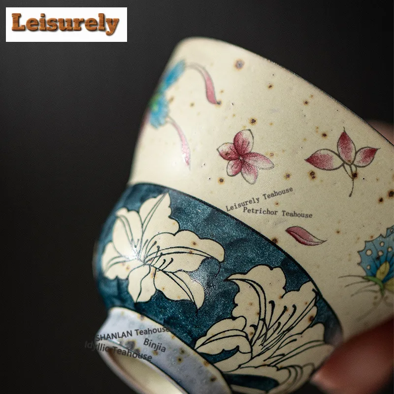 2pc/lot Caramel Glaze Butterfly Lily Gourd Teacup Creative Tea Bowl Jug Tea-tasting Fragrance Cup Jianzhan Master Cups Cafe 25ml