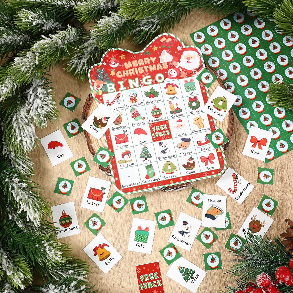 Christmas Cartoon Bingo Game Cards
