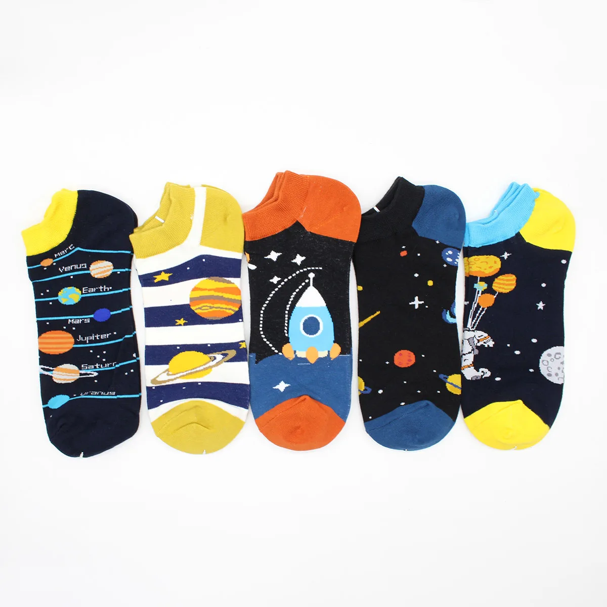 5 Pairs Novelty Funny Casual Ankle Socks Fashion Colorful Harajuku Grid Space Cotton Men Socks Happy Men Socks Size EU39-46