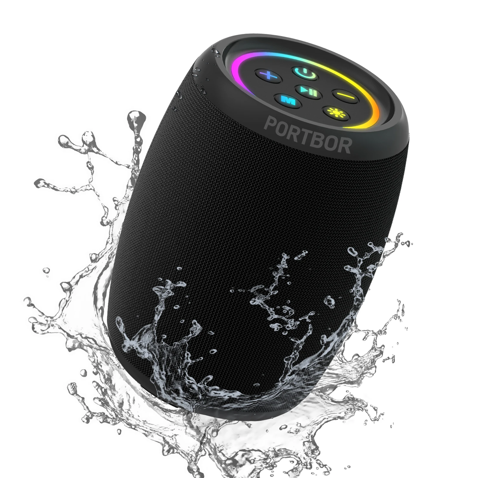 Portable Bluetooth Speaker Wireless With FM Radio IPX6 Waterproof 5 LED Light Modes Microphone USB