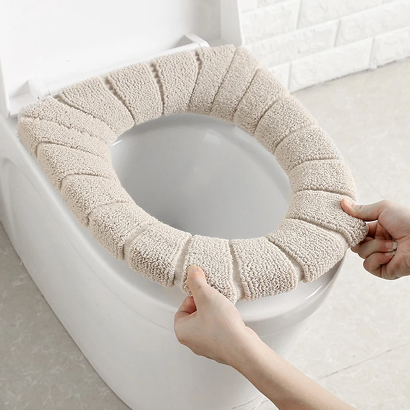 Juste de coussin de siège de toilette en velours chaud lavable, Polymères universels, Étui HOSeat, Accessoires de couvercle de toilette, Hiver