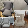 Stretch Wing Chair Cover Jacquard Wingback Sofa Slipcover Elastic Armchair Slipcover with Cushion Cover Furniture Protector 3