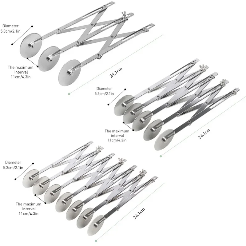 Roller Cutter 3/5/7 Wheel Cutter Dough Divider Dough Knife Flexible Roller Blade Pizza Pastry Peeler Stainless Steel Baking Pan Tool