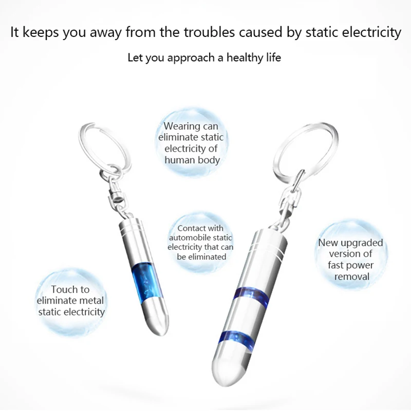 Anti-Static Keychain Car Body Static Eliminator Discharger Rod Portable Keychain Eliminator Portable Key Ring Accessories