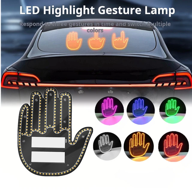 Hand Gesture Light for Car,Finger Light Led Car Back Window Sign