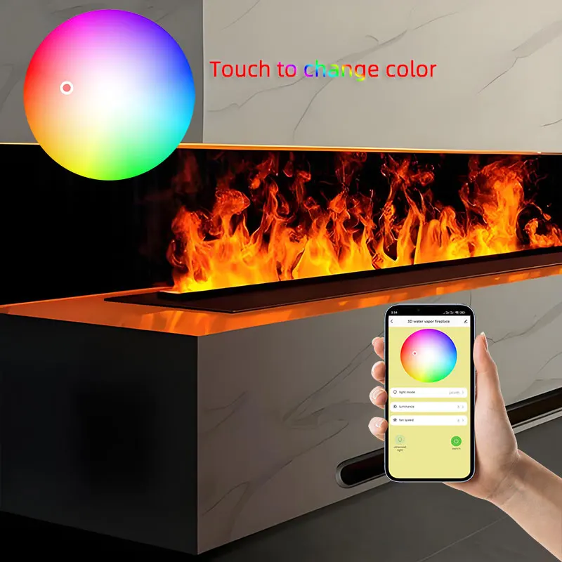 App/Voice/Remote control Customize 3D Water Vapor Fireplace smart decoration safety High-end electric steam fireplace