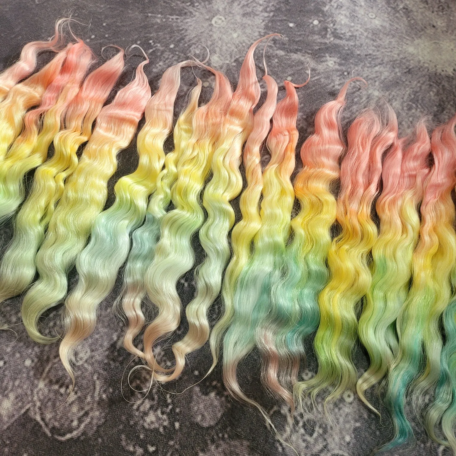 5g/10glot rainbow color mohair combed Russian Angora wool wig curly for toys diy