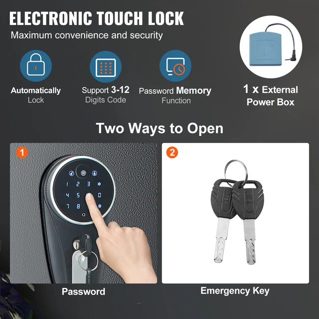 SucceBuy 3-8 Rifles Gun Safe w/ Digital Keypad & Lock Gun Storage Cabinet with Removable Storage Shelf for Home Long Gun Pistols 3
