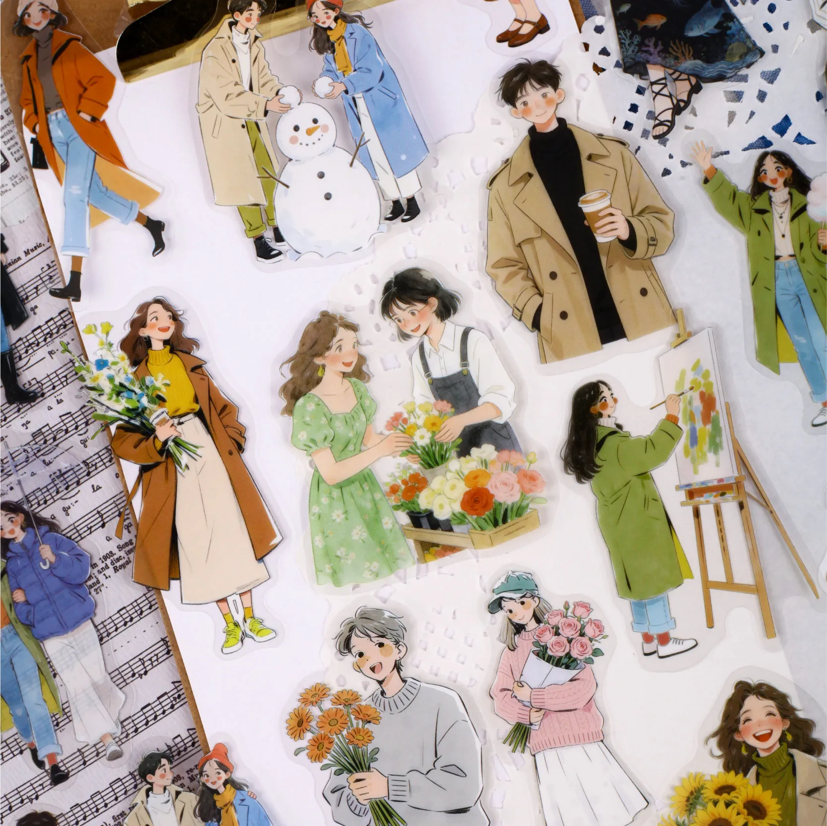 20개/팩 여유로운 컬렉션 창의적인 미학 패션 피규어 PET 스티커 DIY 다이어리 스크랩북 문구 스티커