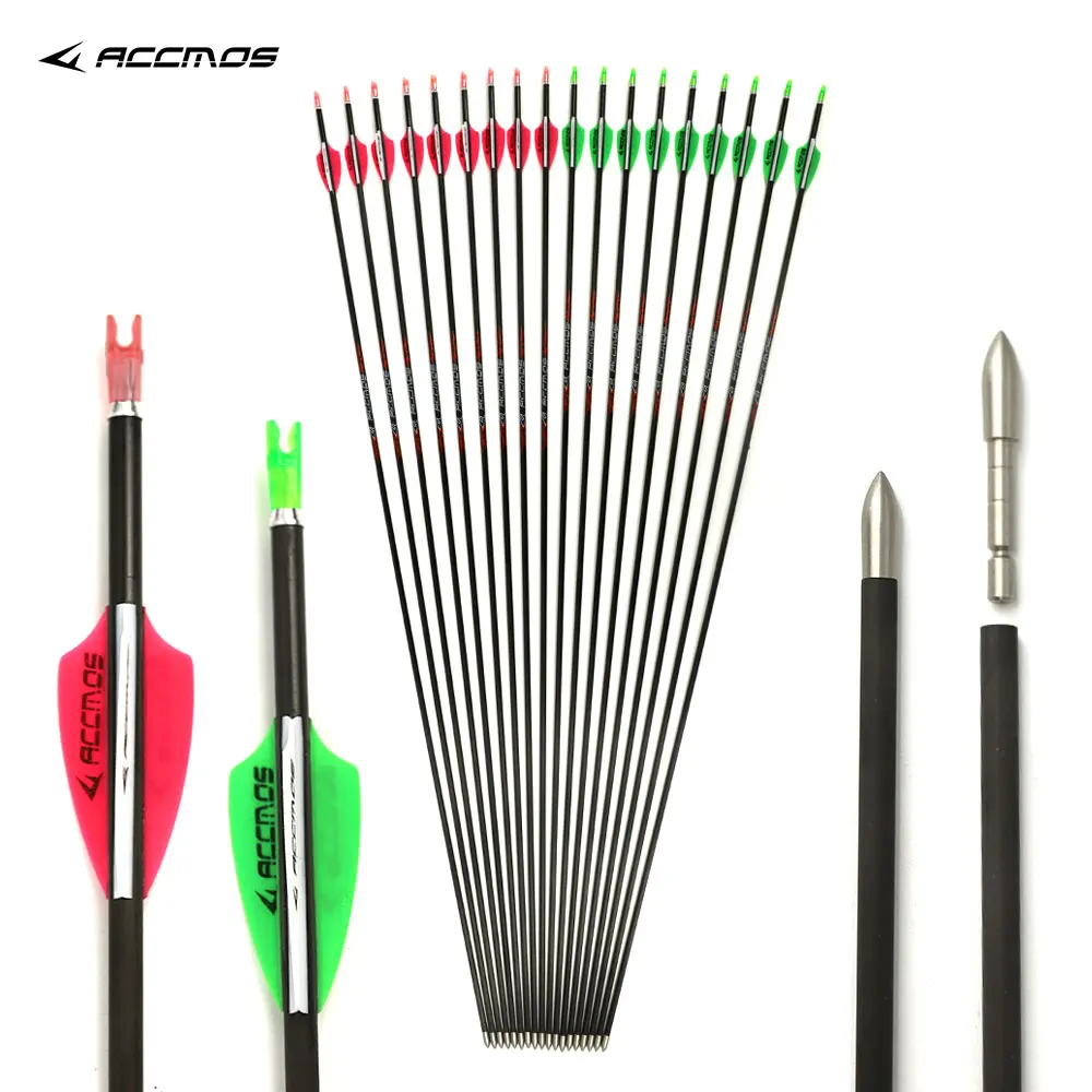 12pcs ID 4.2mm Pure Carbon Arrow 31in Spine 300 350 400 500 600 700 800 900 1000 1100 1300 1500 1800 Shaft Archery Accessories