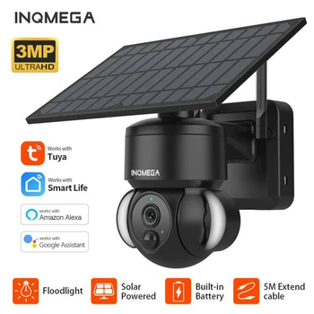INQMEGA TUYA Solar PTZ IP Camera Outdoor Solar Panel Surveillance Security Camera Compatible with Alexa and Google Home Camera 1