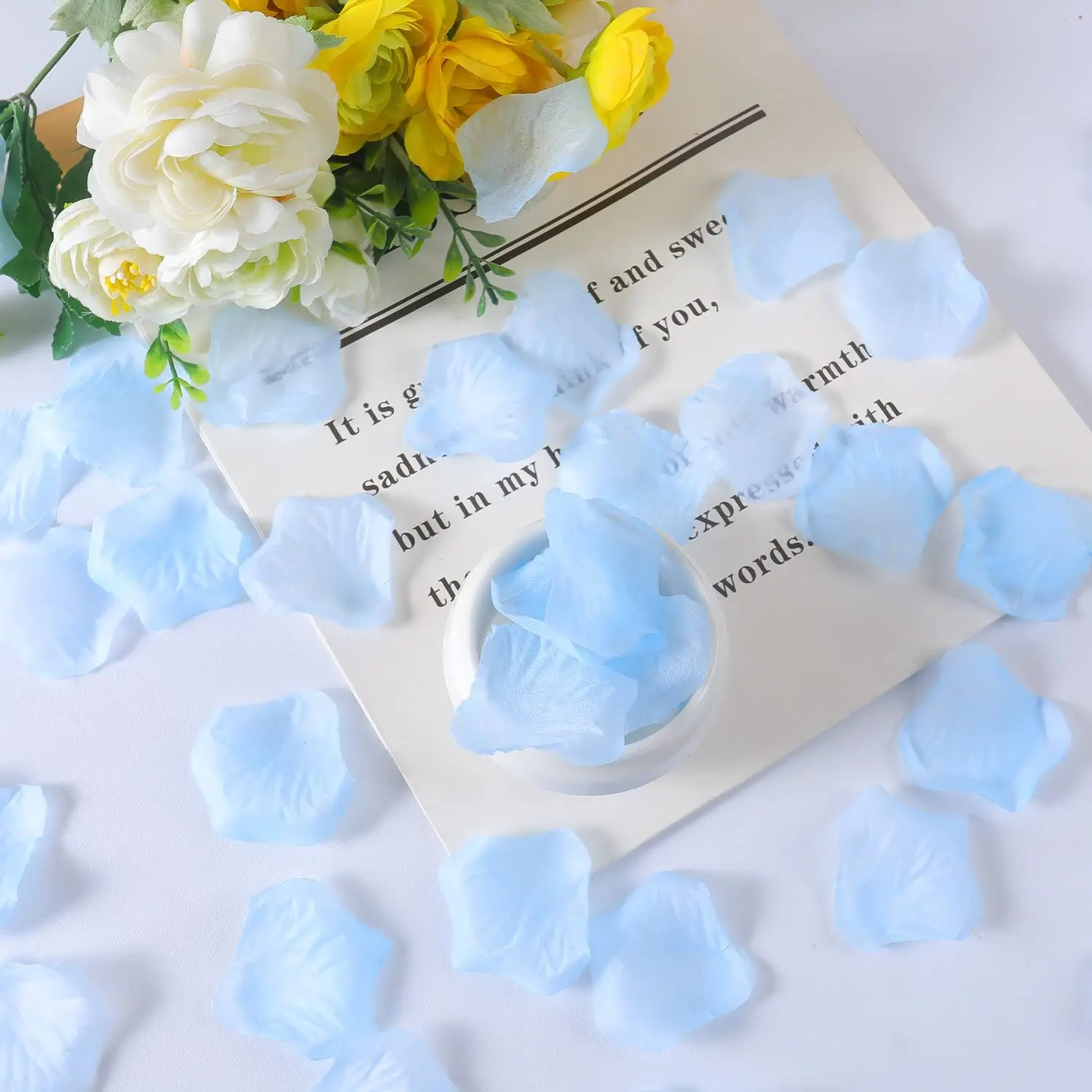 Artificial Rose Petals 500Pcs/Bag Light Blue Rose Petals for Wedding Flower Girls Artificial Florals Petals for Romantic Night