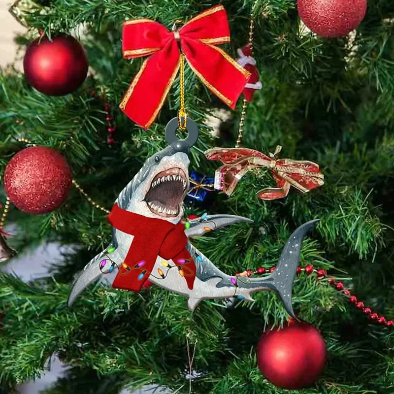 1Pcs Christmas Pendant Tree Plastic Decoration Home Atmosphere Sharks Glass Beaded Garland Daughter Ornament Ball