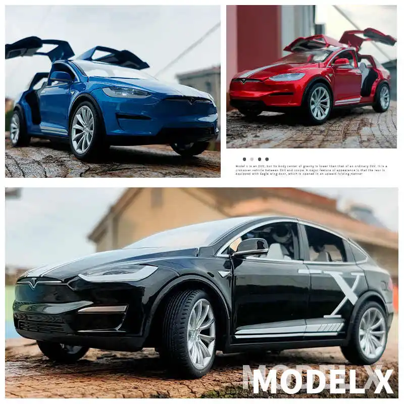 1:20 Tesla Model X Alloy Car Model Diecast Metal Toy Modified Vehicles Car Model Simulation Collection Sound Light Toy Gift 6