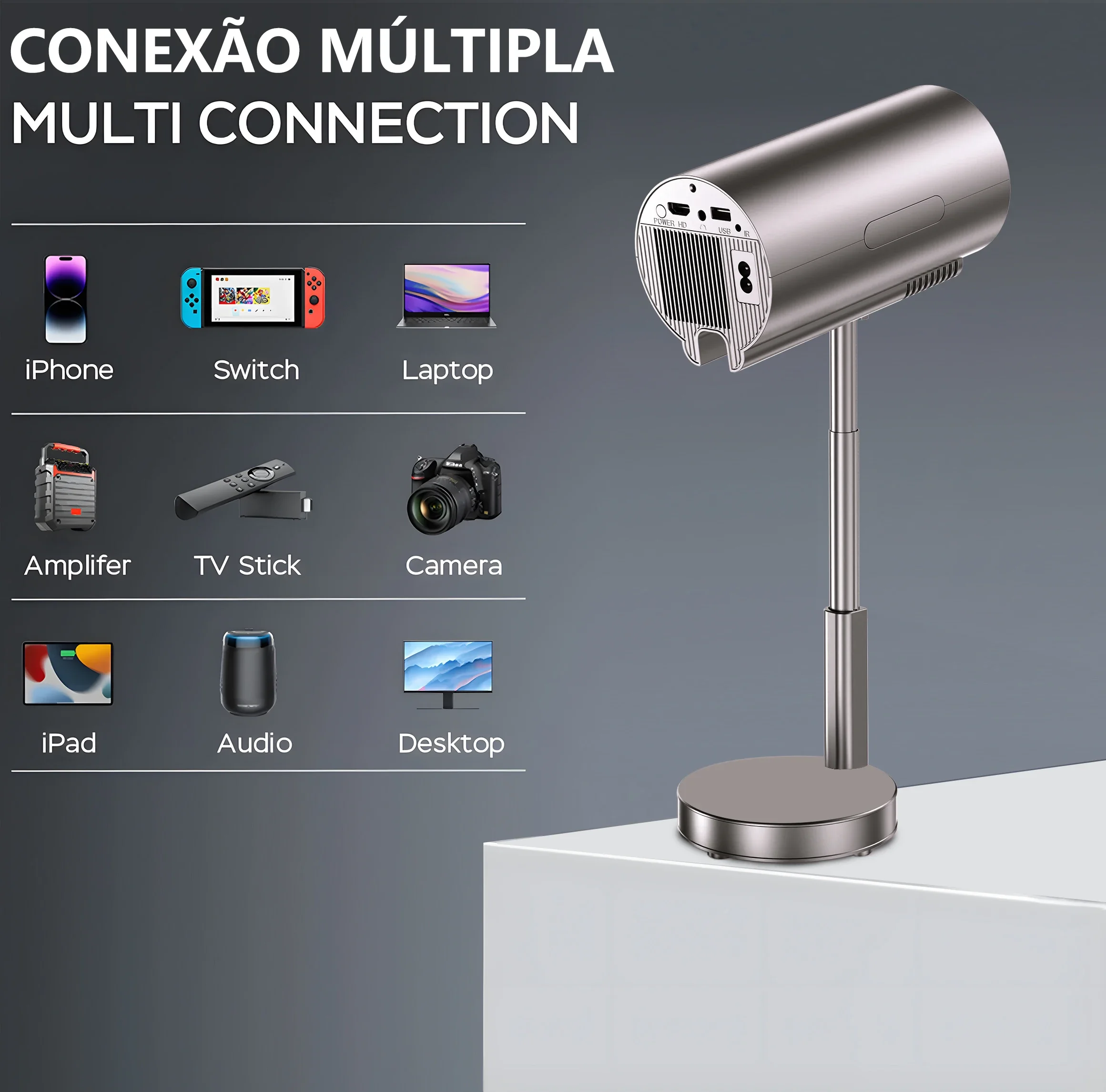 Portable Projector Salange X5 1080P Android11 Wifi Support 4K Low Noise Hidden Bracket Projector for Home Bedroom Outdoor